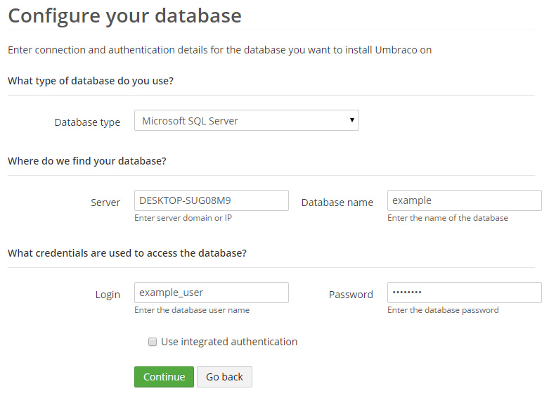 Install Step 2 Configure your database