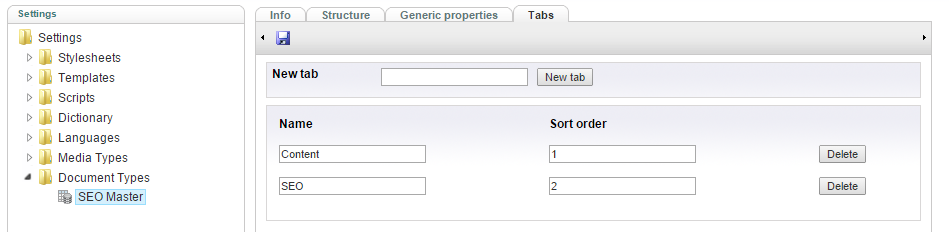 Master Doctype Tabs